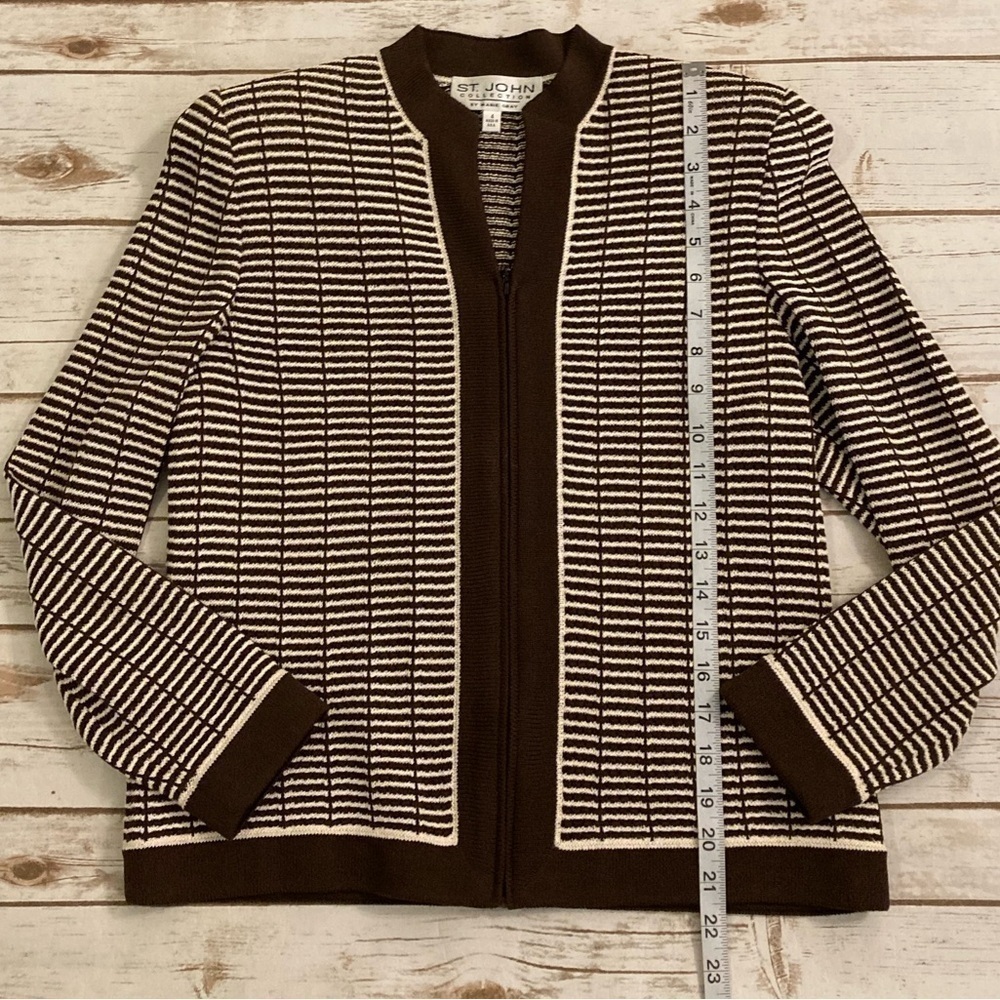 Women's Brown Knit Jacket & Pants Set - Classic Two-Piece - Picture 4 of 16